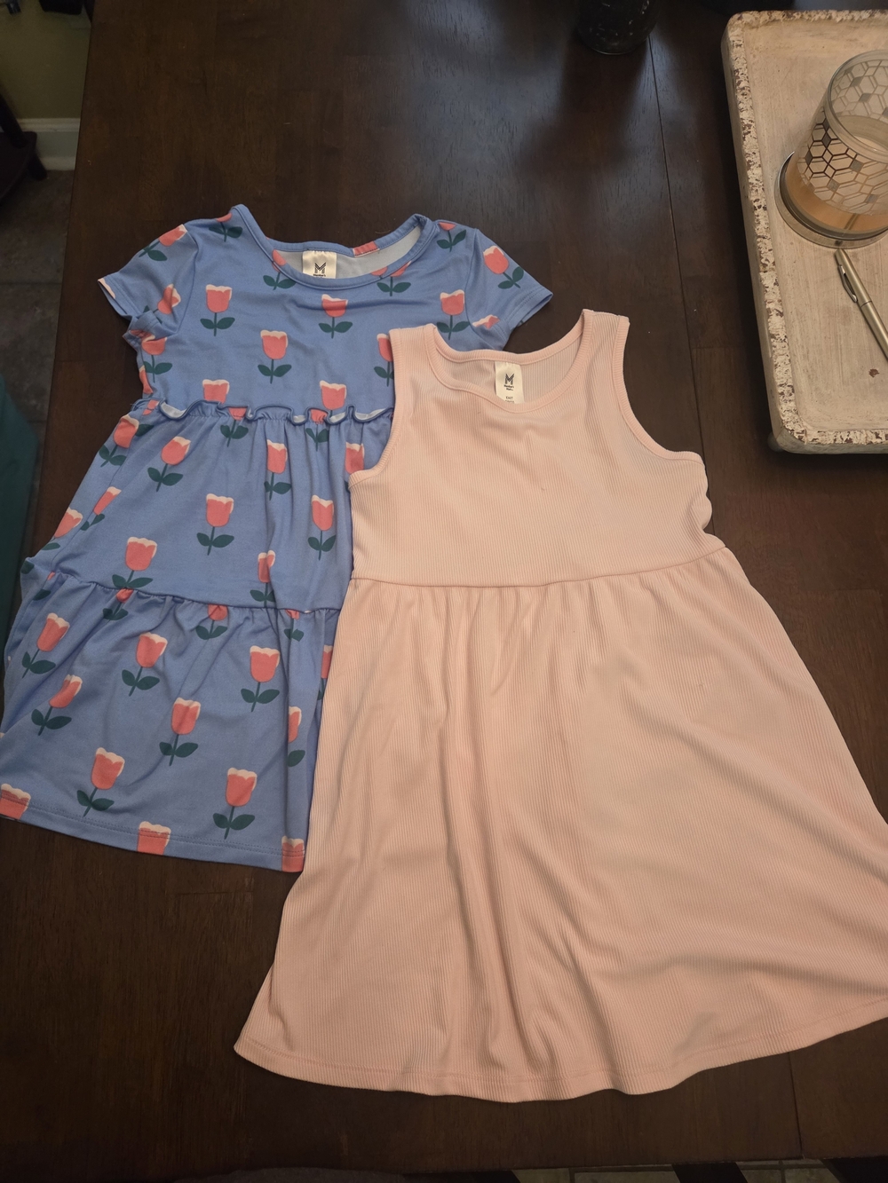 Girls' Pink Tank Dress & Blue Tulip Tiered Dress - Kids
